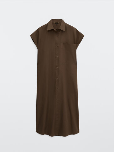 Oversize poplin shirt dress - null ...